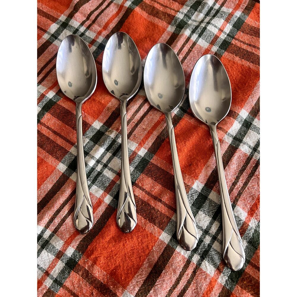 Set of 4 Gerald Patrick for Mikasa Sweet Pea Spoons – 18/8 Stainless Steel